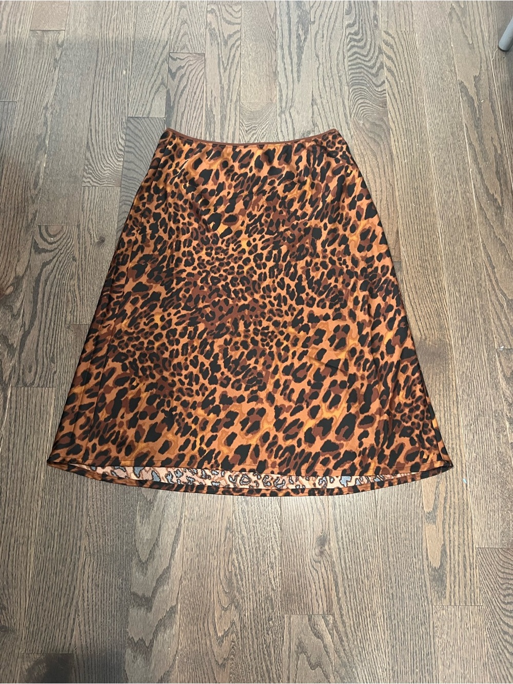 a new day Leopard Print A-Line Midi Skirt - Brown & Black